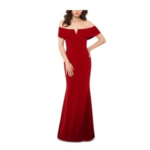 Betsy & Adam Women's red full length mermaid evening dress size 4